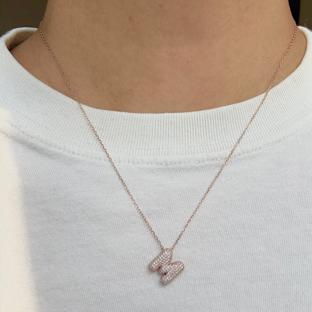 BUBBLE PAVÉ LETTER NECKLACE