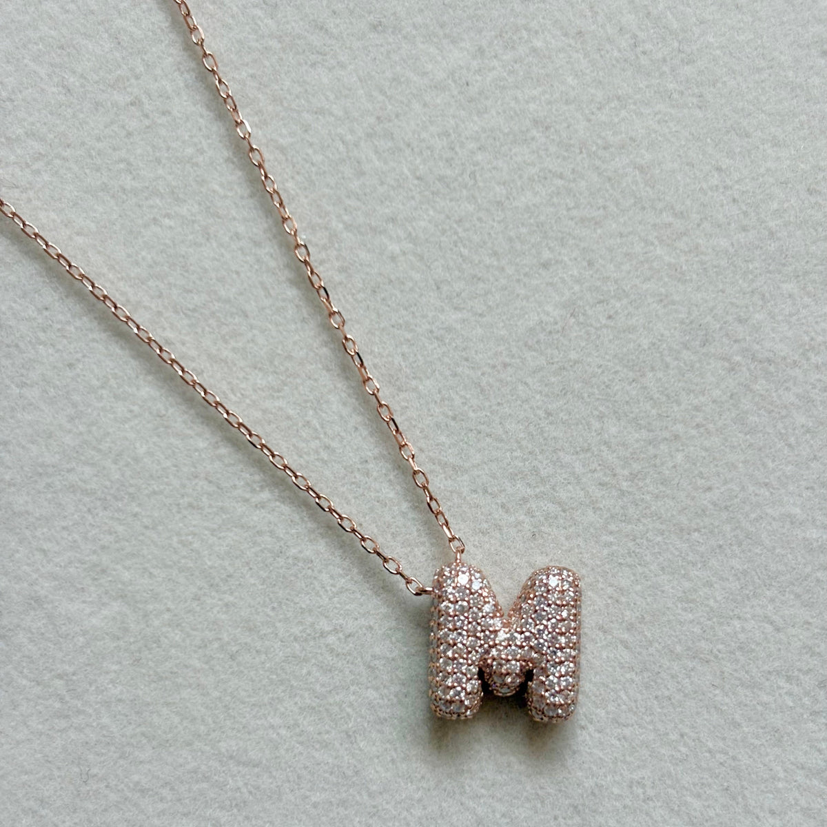 BUBBLE PAVÉ LETTER NECKLACE