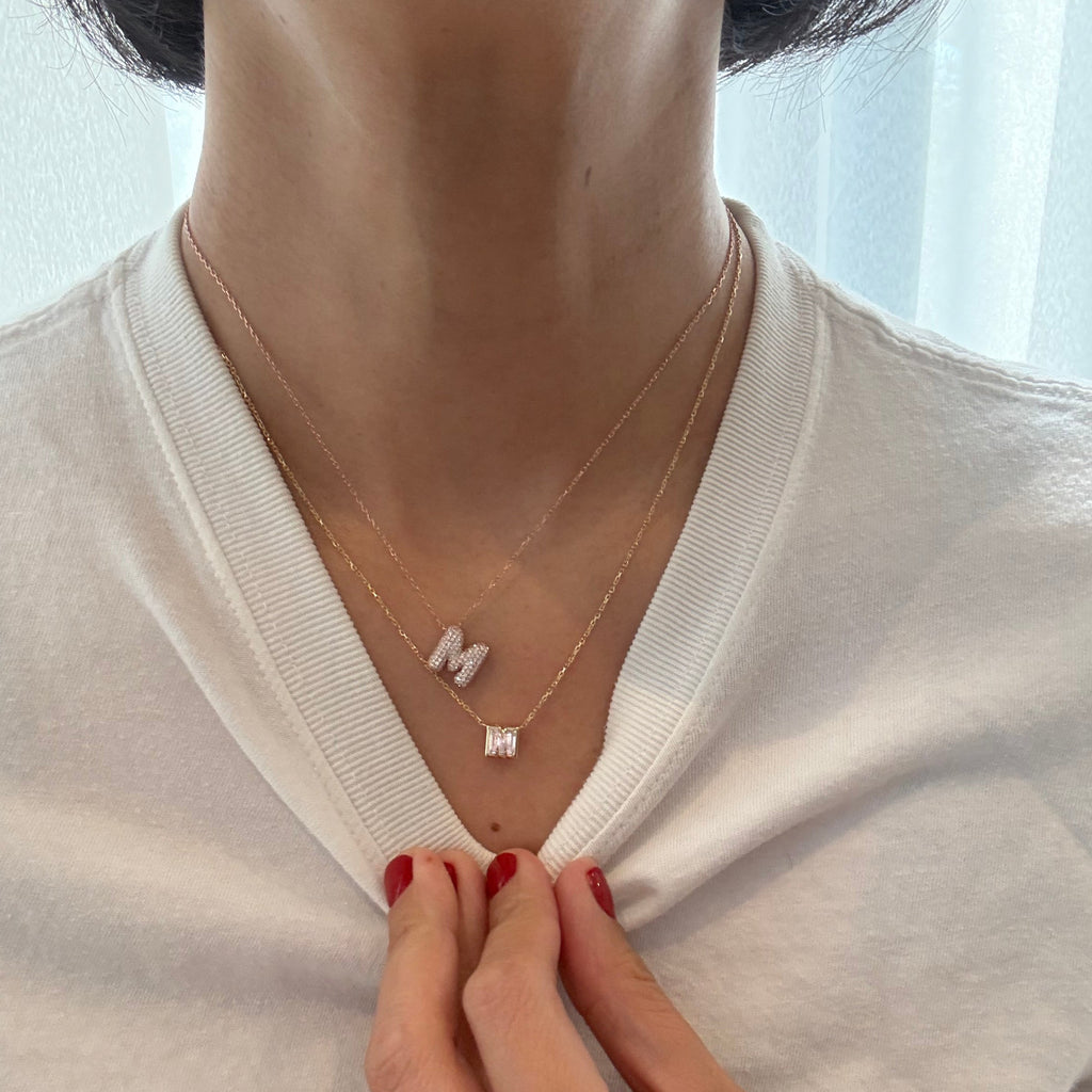 BUBBLE PAVÉ LETTER NECKLACE
