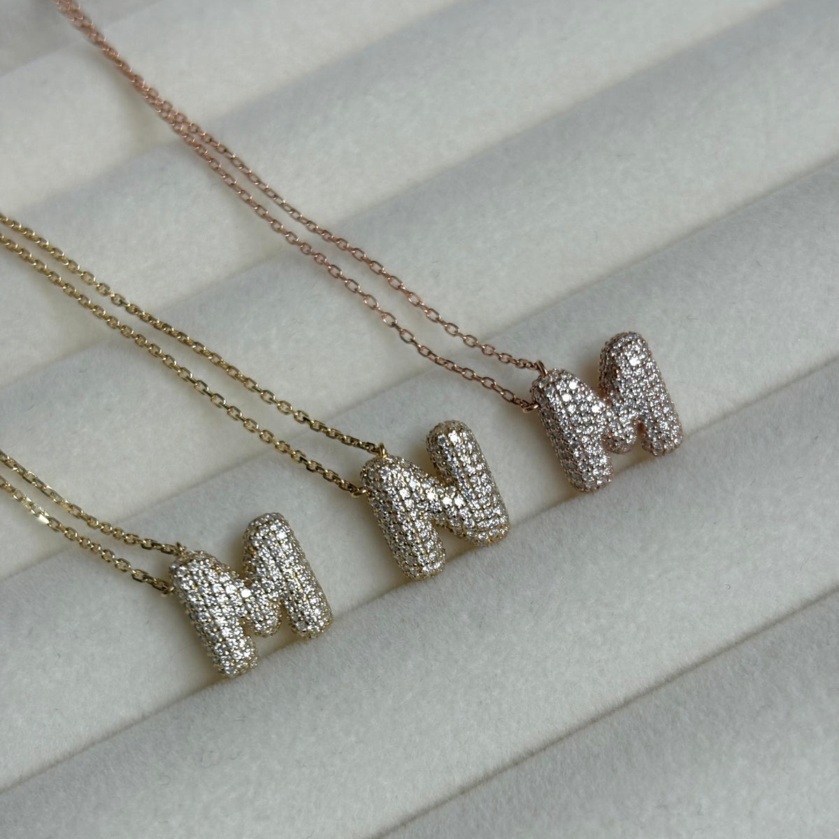 BUBBLE PAVÉ LETTER NECKLACE