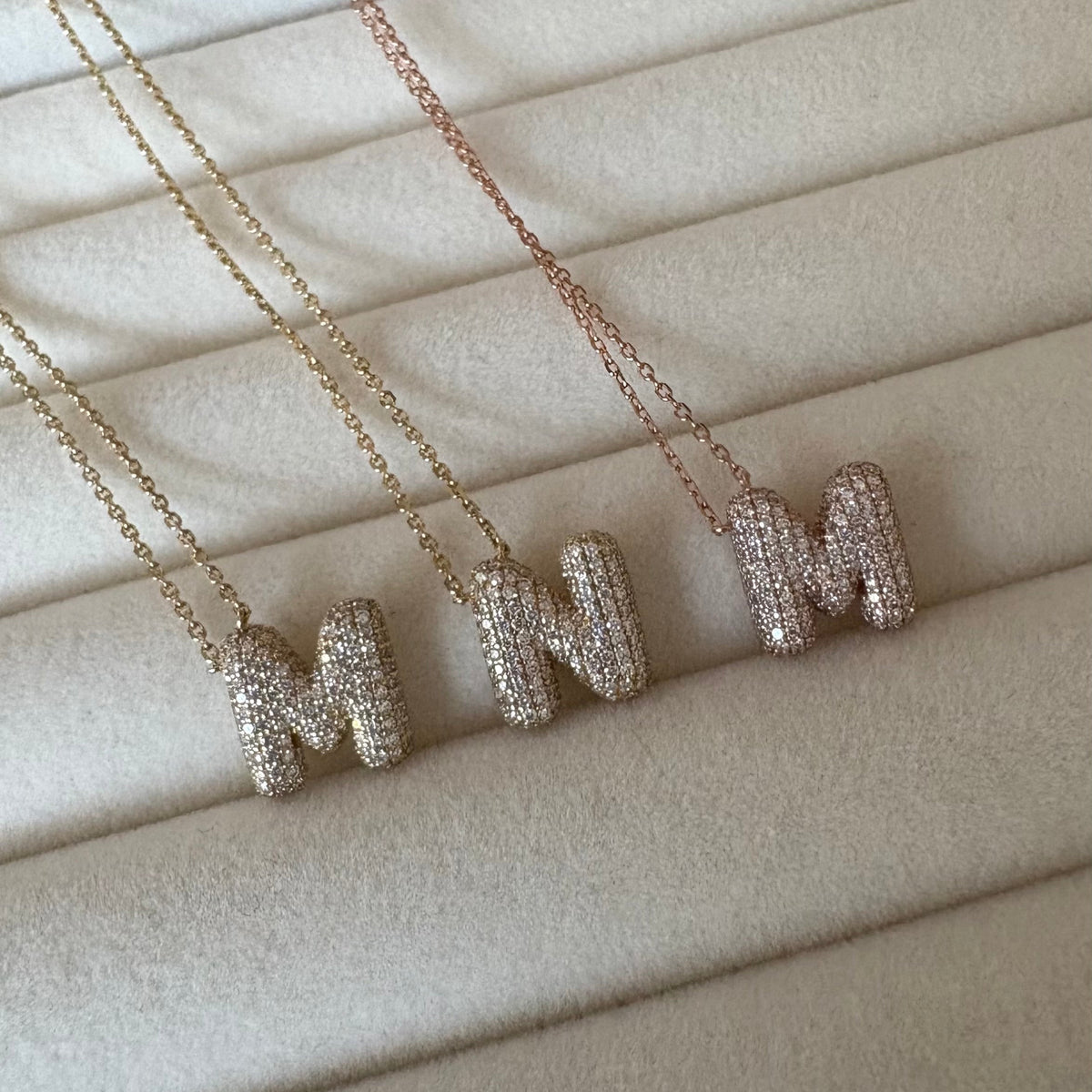 BUBBLE PAVÉ LETTER NECKLACE