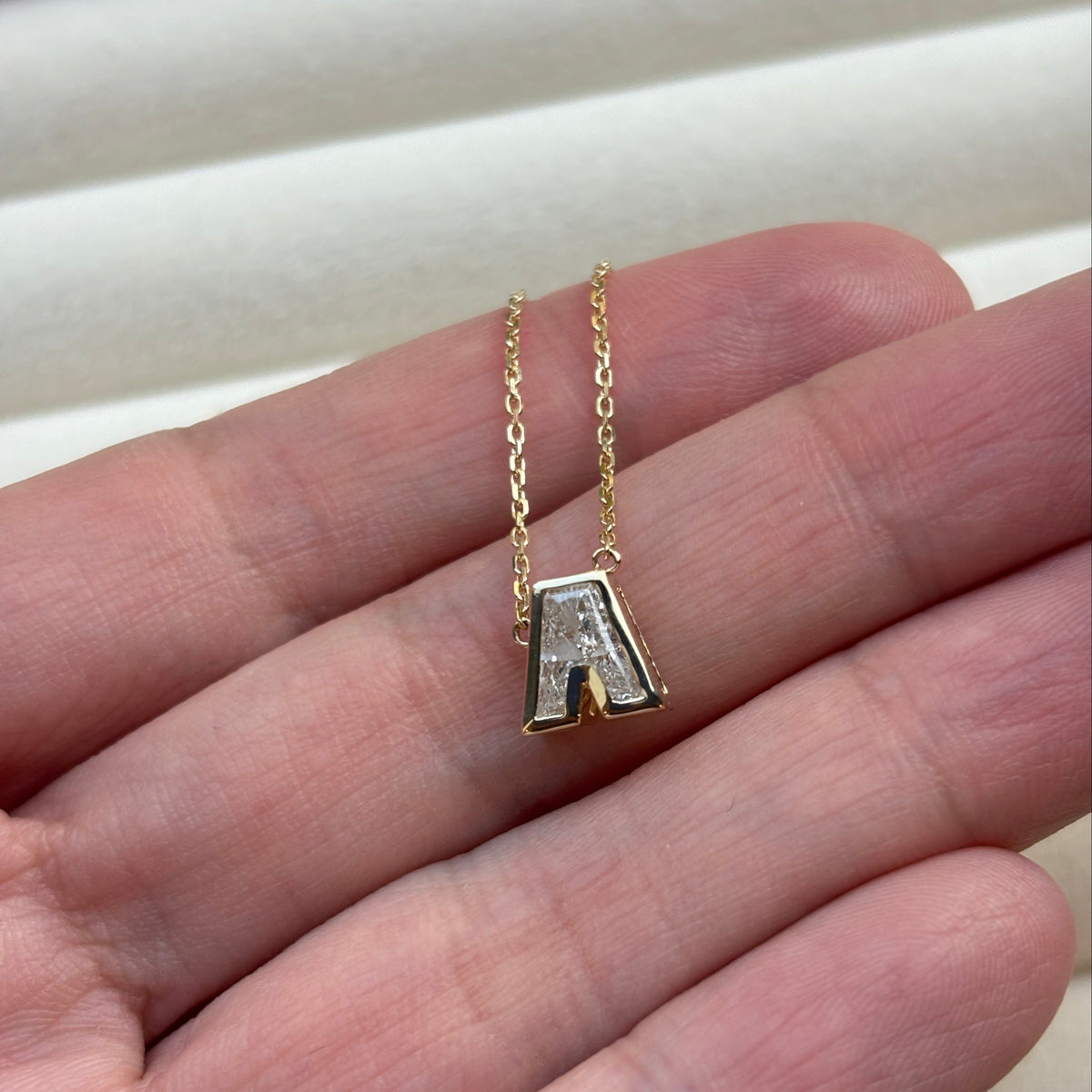 WHOLE DIAMOND LETTER NECKLACE