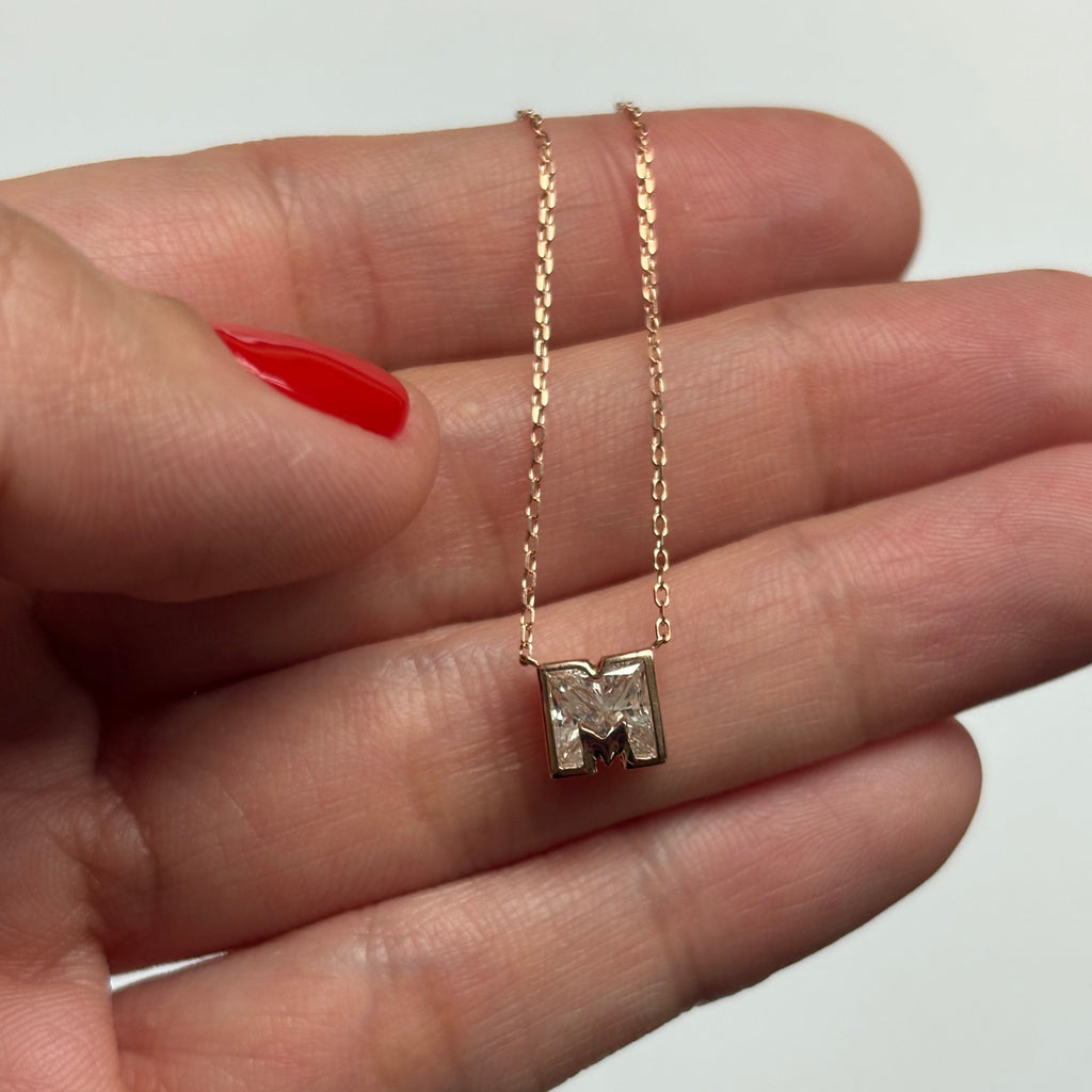 WHOLE DIAMOND LETTER NECKLACE