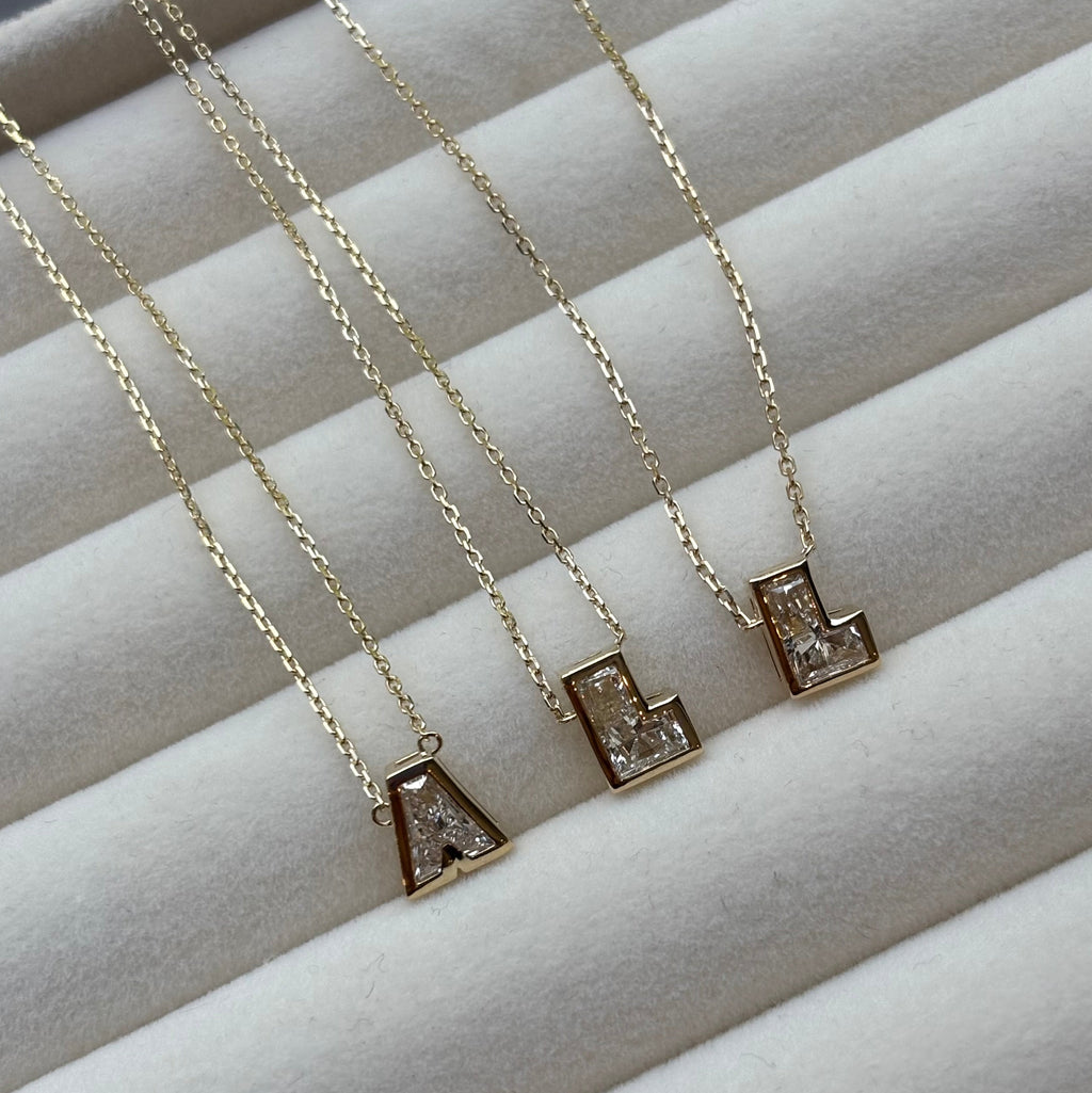 WHOLE DIAMOND LETTER NECKLACE